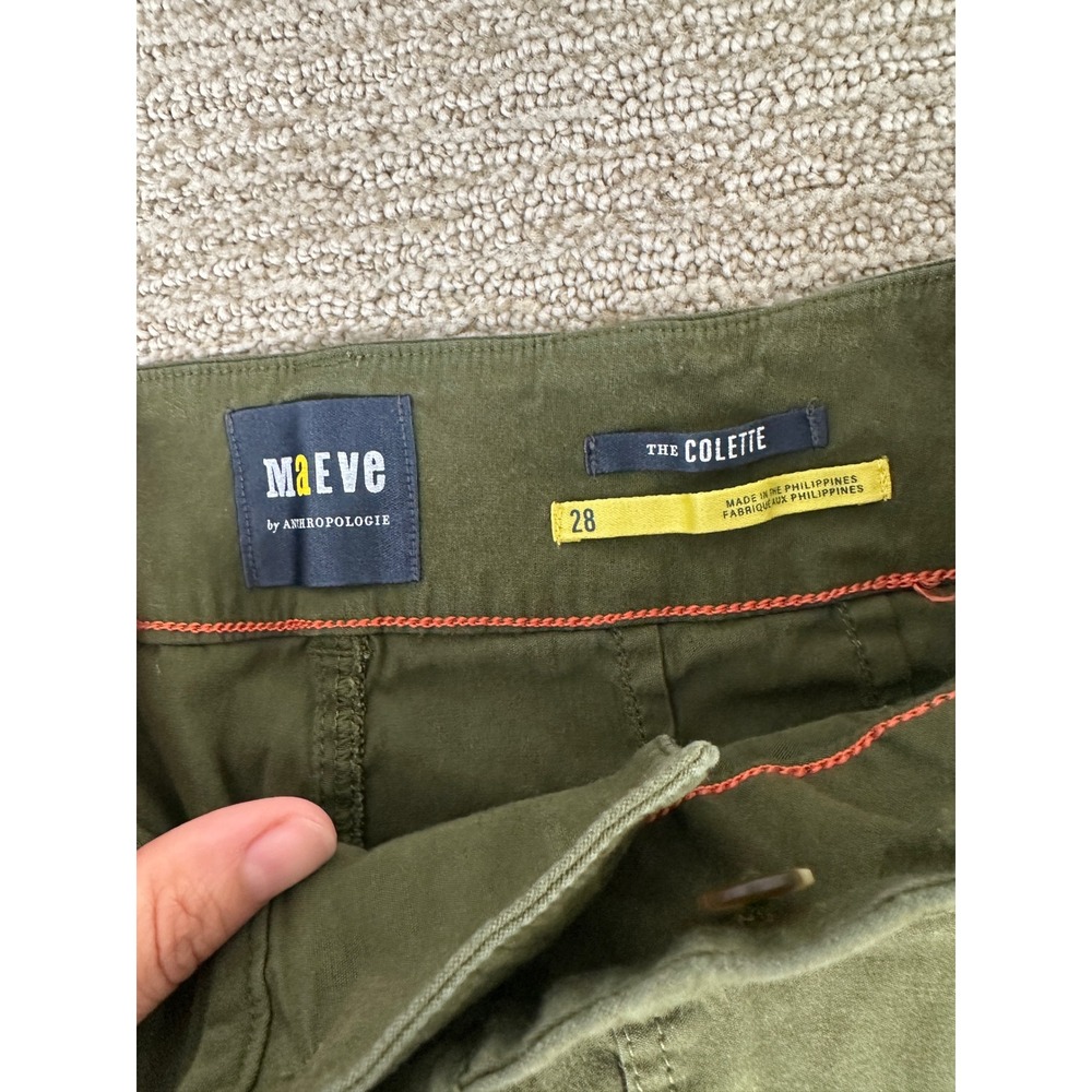 Maeve by Anthropologie The Colette Wide Leg Pants Green Linen Blend Size 28 - Picture 7 of 11
